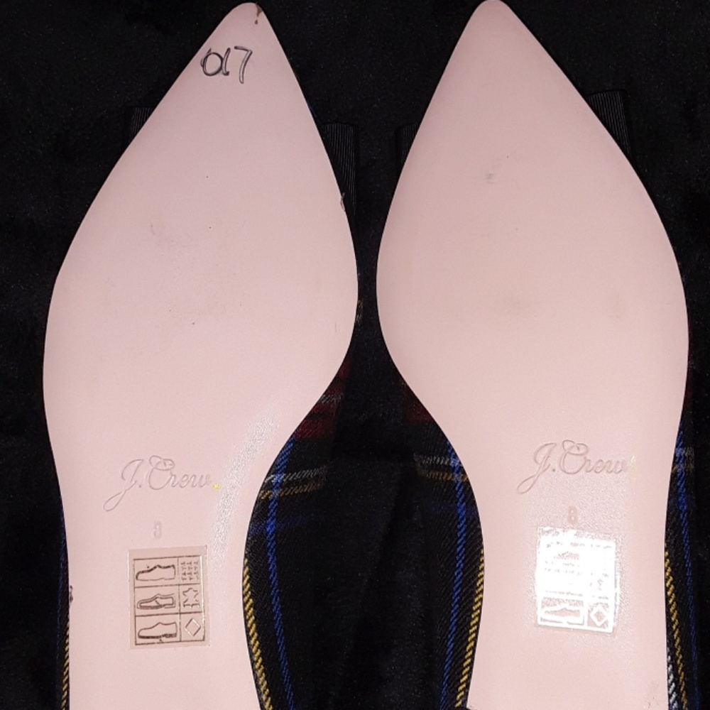 J.Crew Plaid Clothed Pointed Toe Flats Size 8 - Picture 8 of 8